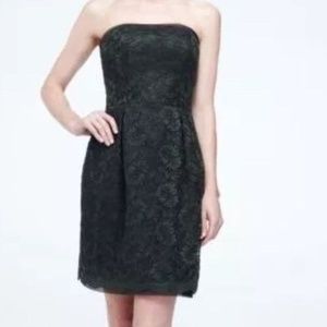 ⏬David's Bridal Strapless Lace Overlay Dress Sz 18